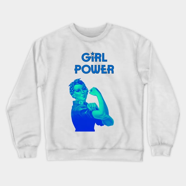 Girl power - We can do it feminist quote (blue) Crewneck Sweatshirt by punderful_day
